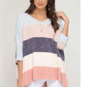 super soft color block top